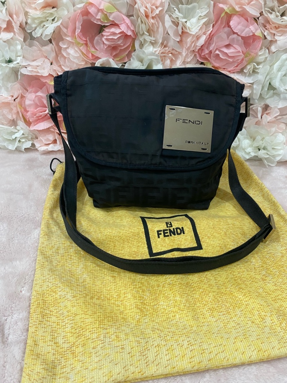 Fendi Black Nylon Messenger Bag